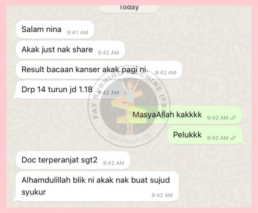 bacaan kanser selepas diet fbm cara turunkan bacaan kanser